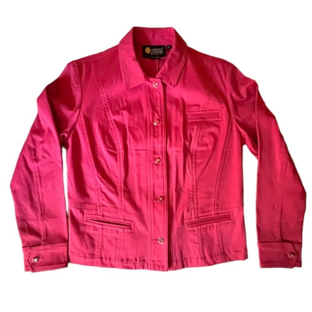 Classy CHRISTINE ALEXANDER Denim Jacket with Swarovski Crystal Buttons